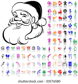 Set of Christmas sketches. Part 6. Isolated groups and layers. Global colors.