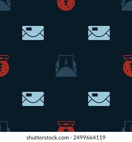 Set Christmas snow globe, Envelope and  on seamless pattern. Vector