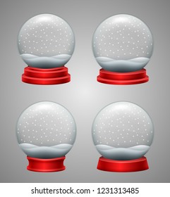 Set of Christmas snow globe with snowfall
