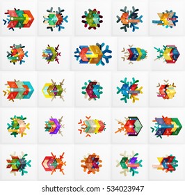 Set of Christmas Snowflake Banner Templates, vector illustration of paper geometric stickers with text and infographic options