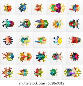 Set of Christmas Snowflake Banner Templates, vector illustration of paper geometric stickers with text and infographic options
