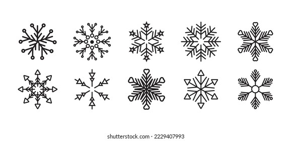 Set of christmas snowflakes icon.