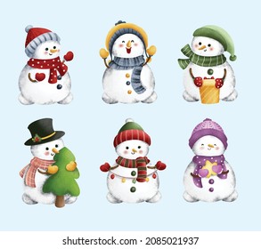 set of Christmas snowman character 