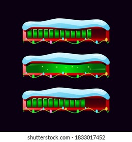 Set of Christmas snowy loading progress bar in various style for gui asset elements vector illustration