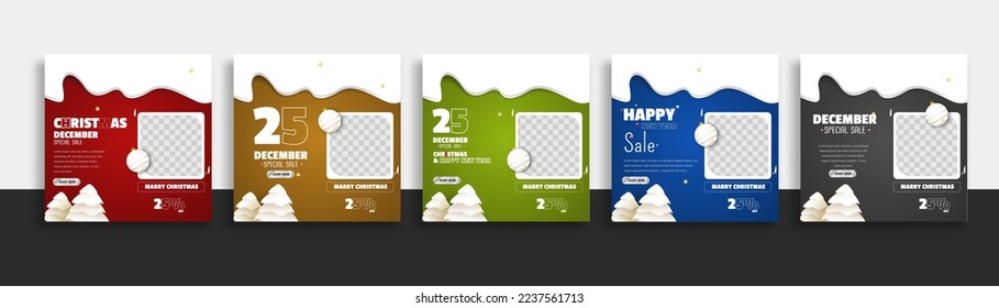 set of christmas social media post template web banner for promotions your product.