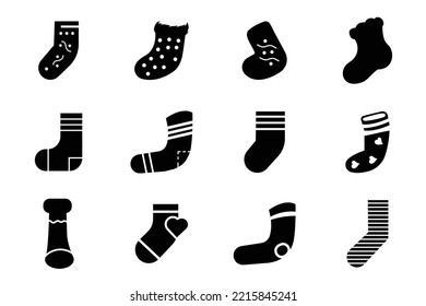 Set of Christmas sock vectors icon