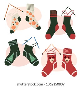 conjunto de medias de Navidad con diferentes impresiones