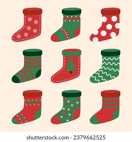 Set of Christmas socks isolated