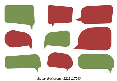 Set christmas speech bubbles on white background. chat box or chat vector square and doodle message or communication icon Cloud speaking for comics and minimal message dialog