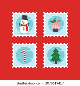 Set of christmas stamp design collection 