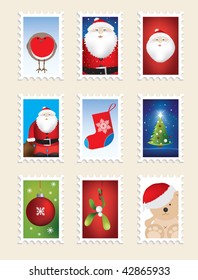 Weihnachtsstempel, neun verschiedene Designs