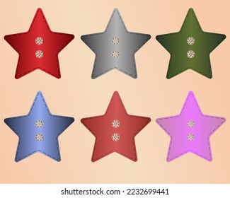 Set christmas star with buttons