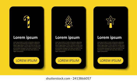 Set Christmas star, tree and Candy cane with stripes. Business infographic template. Vector