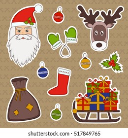 set of christmas stickers 