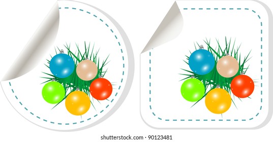 set of christmas stickers with new year balls. vector