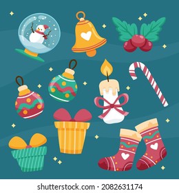 Set of christmas 
stickers. Noel