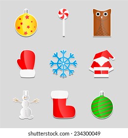 Set of christmas stickers. Vector