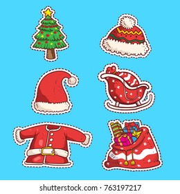 set of christmas stickers vector