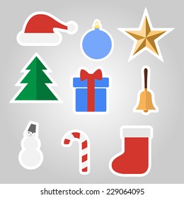 Set of Christmas stickers. Vector illustration