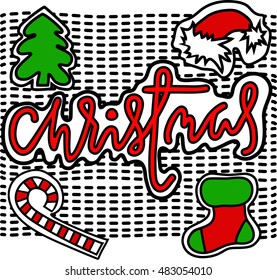 Set of christmas stickers. Vector illustration.