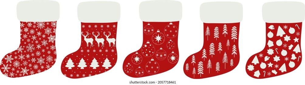 Set Christmas stocking vector illustration
