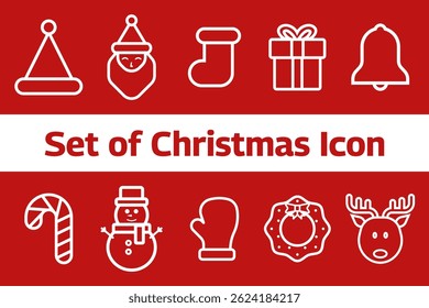 Set of Christmas Stroke or Outline Icon. Christmas Holiday Icon. High Quality Vector Icon