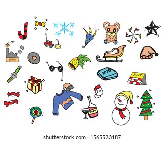 A set of christmas stuff in color version