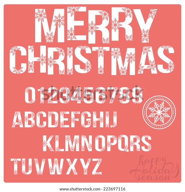 Set Christmas Stylized Alphabet Numbers Snowflakes Stock Vector Royalty Free