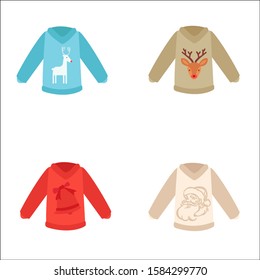 Set of Christmas sweaters isolated on white background. Vector illustration.