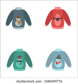 Set of Christmas sweaters isolated on white background. Vector illustration.