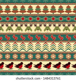 Set of christmas symbols. Seamless vector christmas pattern background.