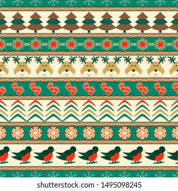 Set of christmas symbols. Seamless vector christmas pattern background.