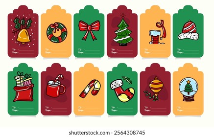 set of christmas tag element stock decoration