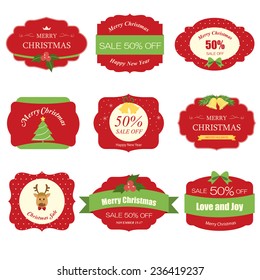 Set of christmas tag label and background