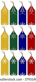 set of christmas tags with 4 different colors