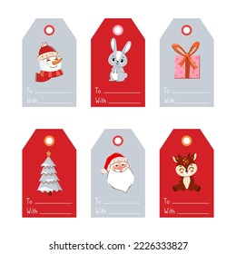 A set of Christmas tags for a gift. Vector illustration