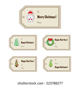 Set of Christmas Tags. Template for greeting, congratulations, invitations design