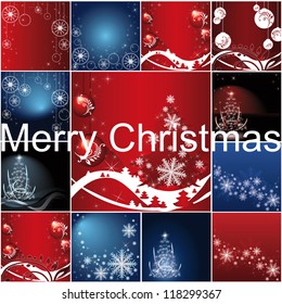 Set of Christmas template frame design for greeting card. vector illustration