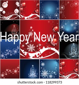 Set of Christmas template frame design for greeting card. vector illustration