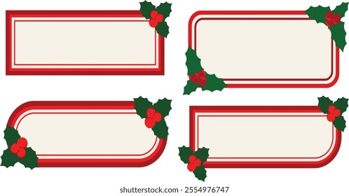 Set of Christmas Text box vector illustration