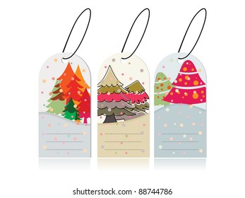 set of christmas theme concept colorful  blank tags  having Christmas trees for Christmas & other occasions