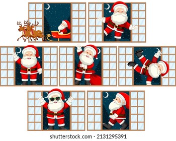 Juego de temas navideños Santa en la ilustración de la puerta