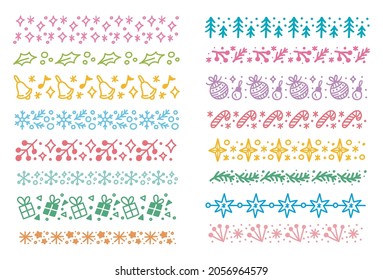 Set of Christmas Themed Seamless Pattern Brush Doodle Vector Illustration
