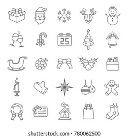 Set of christmas thin icon vector in cheristmas holiday concept.