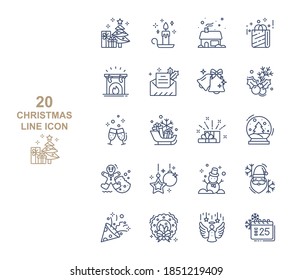 set of christmas thin line icons, winter, holiday, new year