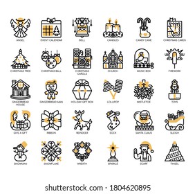Set of christmas thin line and pixel perfect icons for any web and app project. 