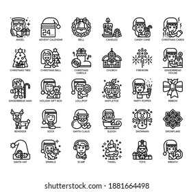 Set of Christmas thin line and pixel perfect icons for any web and app project. 