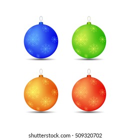 set of Christmas toys balls snowflakes in different colors