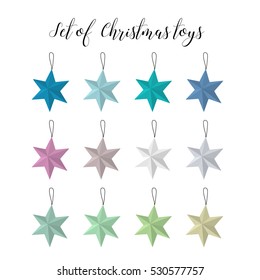 Set of Christmas toys in a Scandinavian style. Different colors.