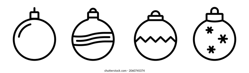 Set of Christmas tree balls icon in line style, web icons